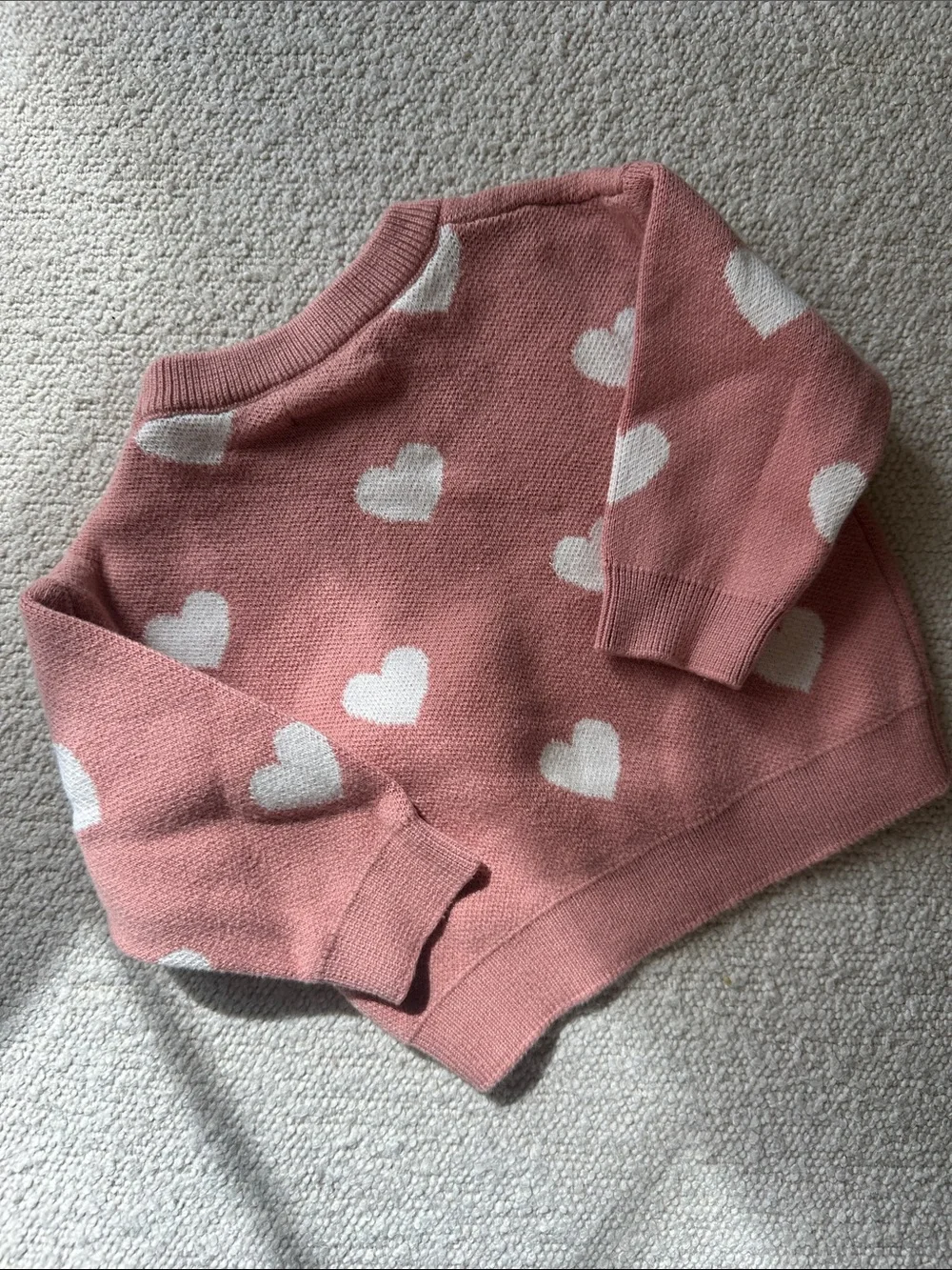 Quincy Mae Pink & White Heart Knit Sweater + Pant